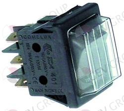 Rocker switch 30x22mm yellow 230V 2NO