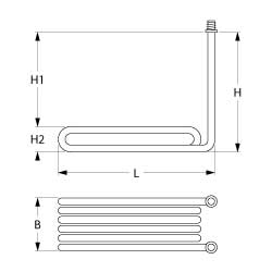 heating element 2000W 230V L 320mm W 40mm H 215mm