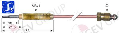 Termoføler L. 400 mm. m9x1 Skotforskruning m. 8mm.